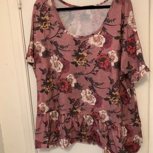 Dusty rose peplum tee, 4X, Suzanne Betro